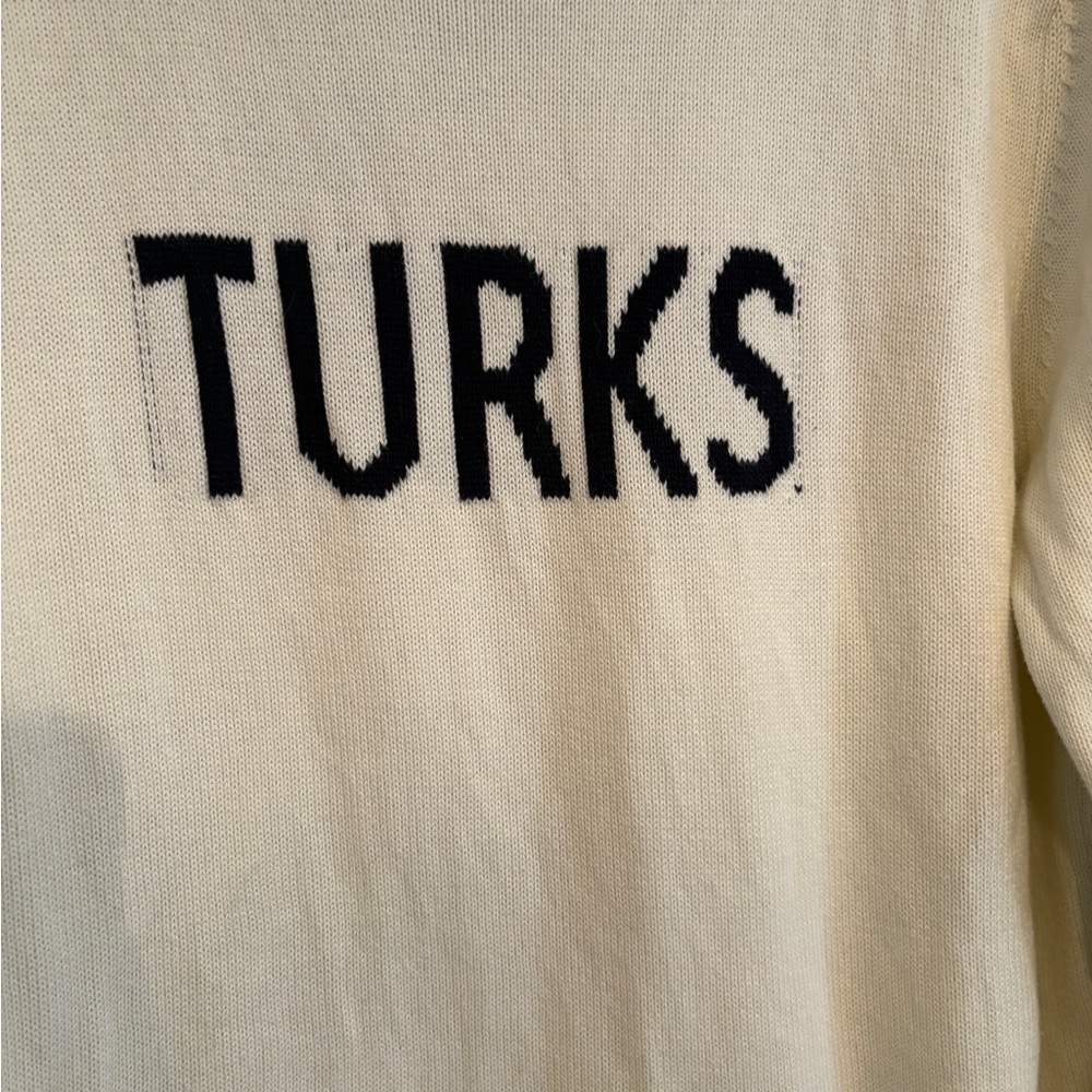 TURKS and Caicos white and navy blue coastal 100% cotton sweater size xl - Picture 2 of 6